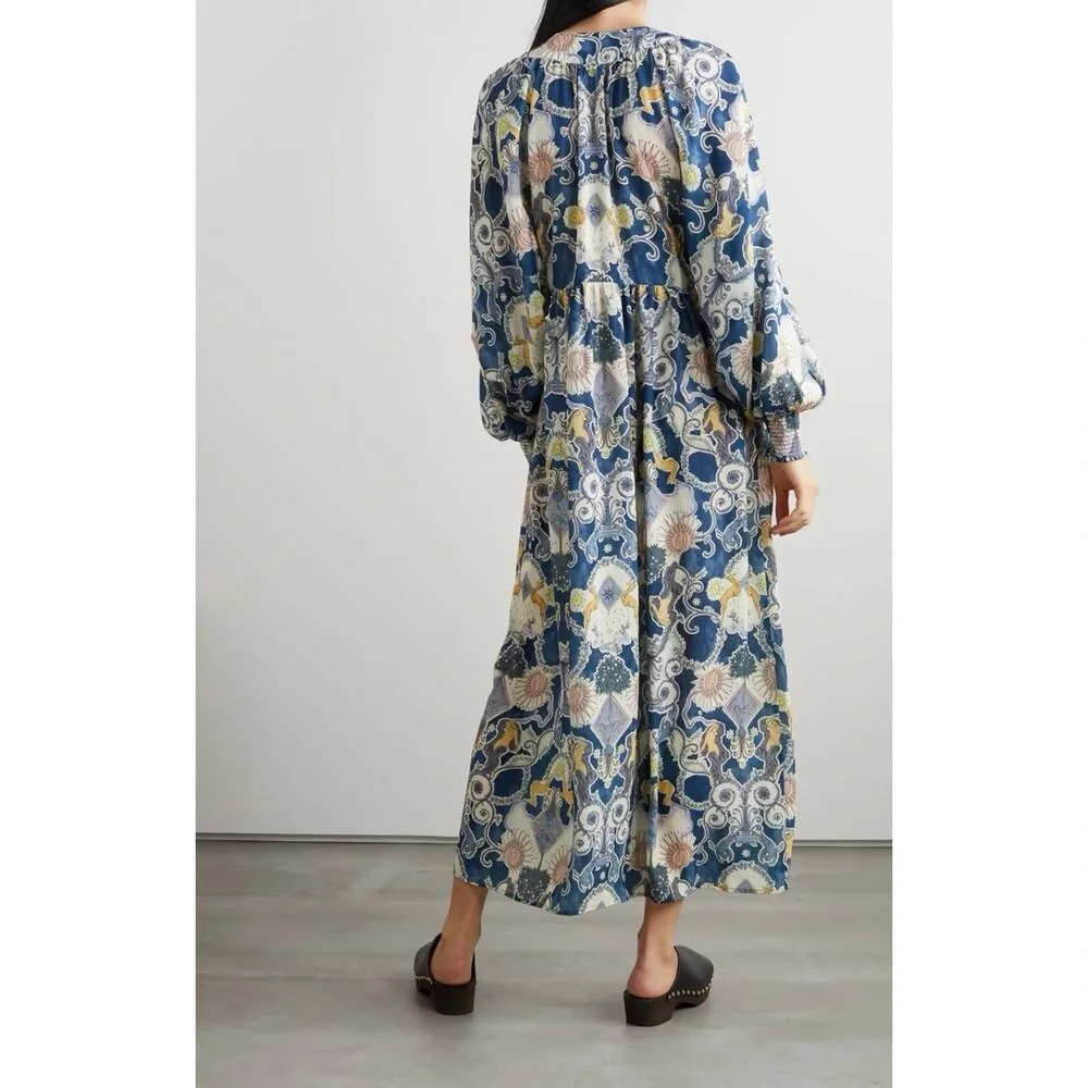 See by Chloé Blue Tarot Card Print Crepe Caftan Dress, Size FR 40 / US 8-10 - Picture 2 of 6